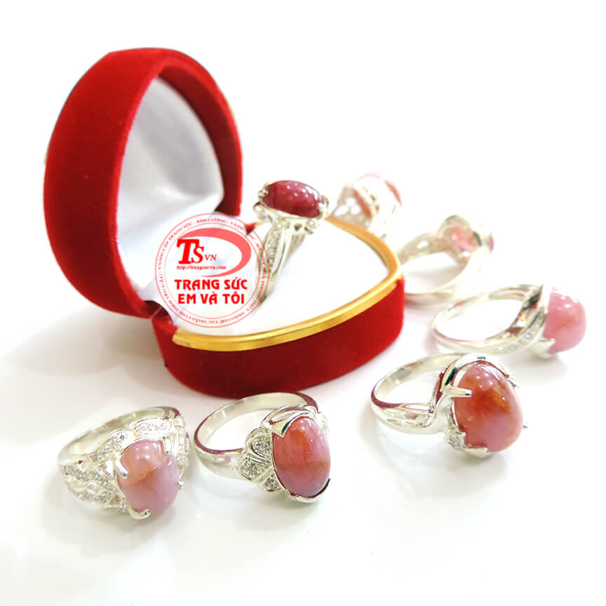 nhẫn nữ bạc đá quý ruby