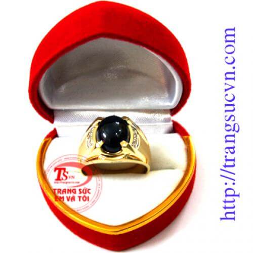 Nhẫn nam saphrie thiên nhiên Nhẫn nam gắn saphire Cabochon