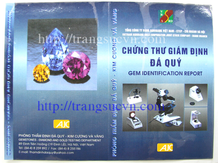 Mặt Trước Giấy Chứng Thu Giám Định Đá Quý AJC