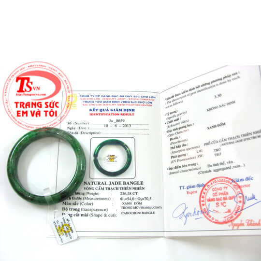 Giấy kiểm định vòng ngọc sjc