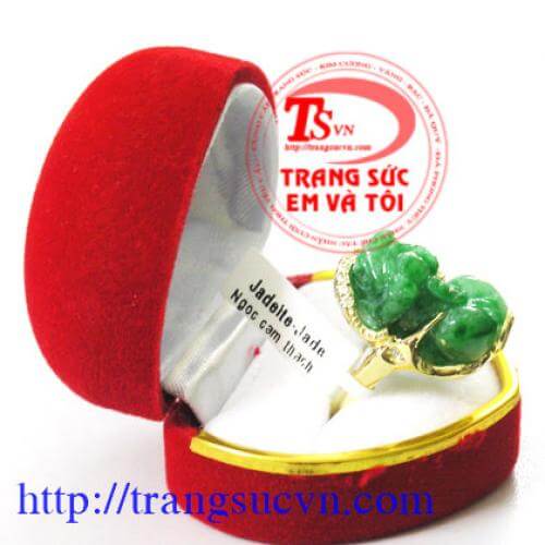 nhẫn tỳ hưu ngọc cẩm thạch thiên nhiên bọc vàng nhẫn tỳ hưu
