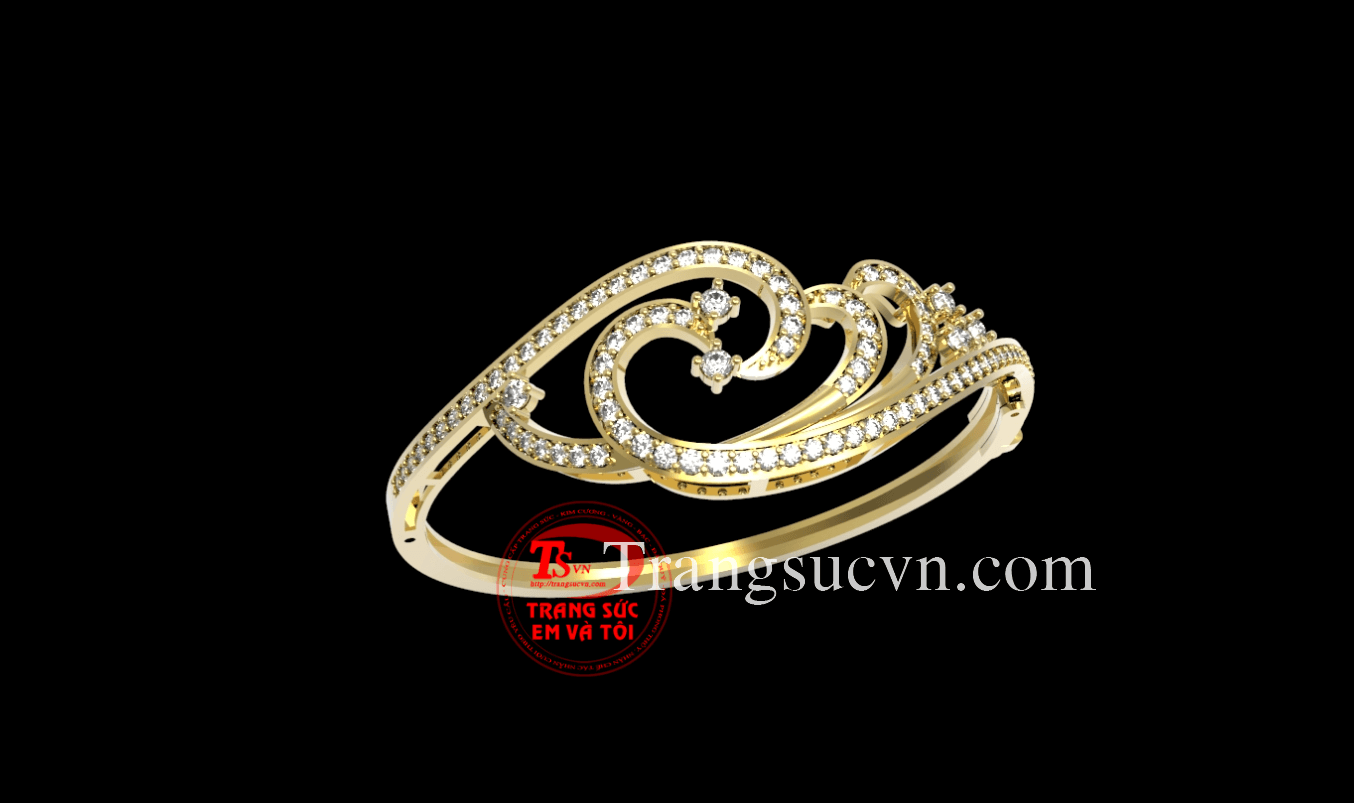 Vòng tay vàng gắn đá, vong tay theo yeu cau 3D