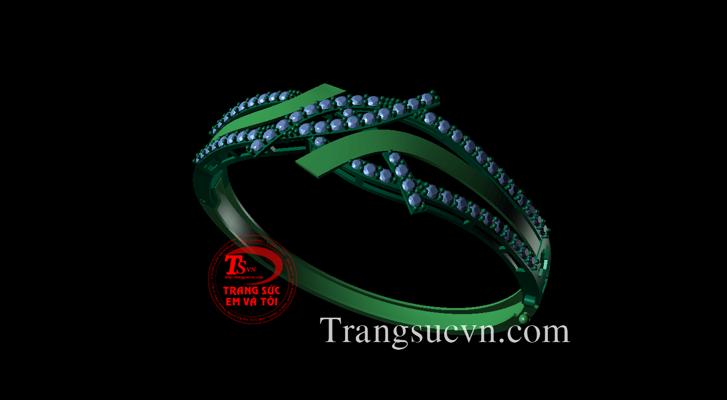 Vòng tay vàng gắn đá, vong tay theo yeu cau 3D