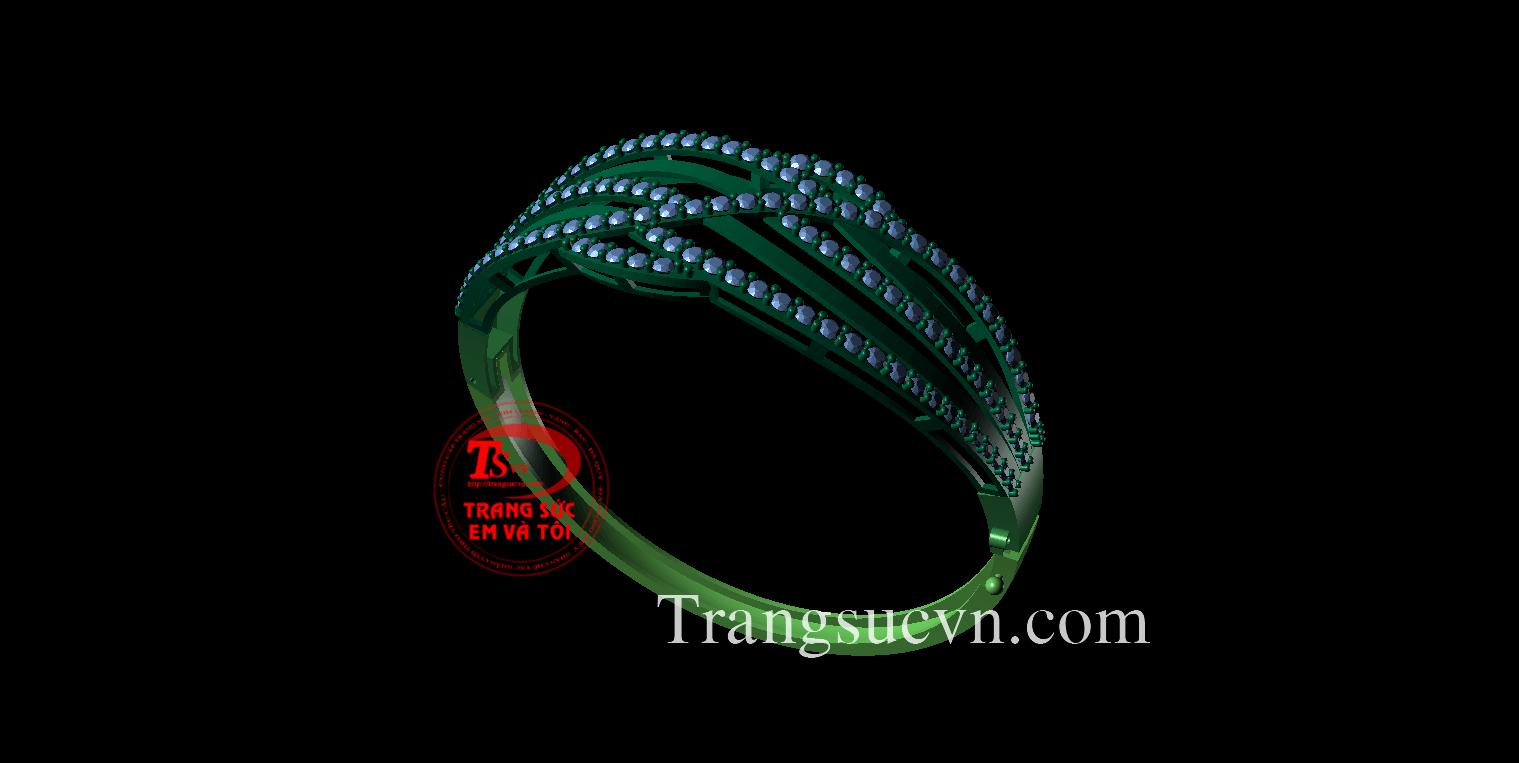 Vòng tay vàng gắn đá, vong tay theo yeu cau 3D