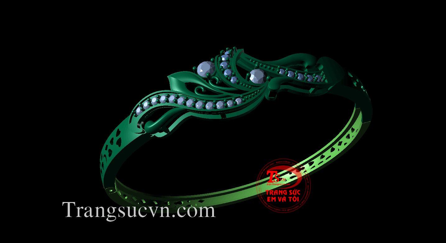 Vòng tay vàng gắn đá, vong tay theo yeu cau 3D