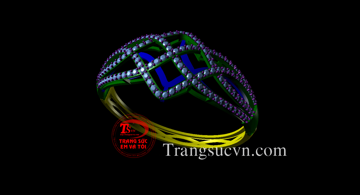 Vòng tay vàng gắn đá, vong tay theo yeu cau 3D