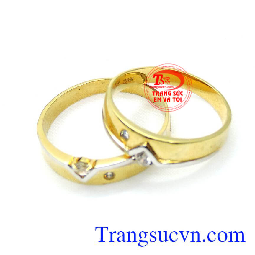   Cặp nhẫn cưới nhịp đập tình yêu,nhẫn cưới vàng 18k,đôi nhẫn cưới vàng 750, Nhẫn cưới vàng màu thương hiệu TSVN, Uy tín nhiều năm