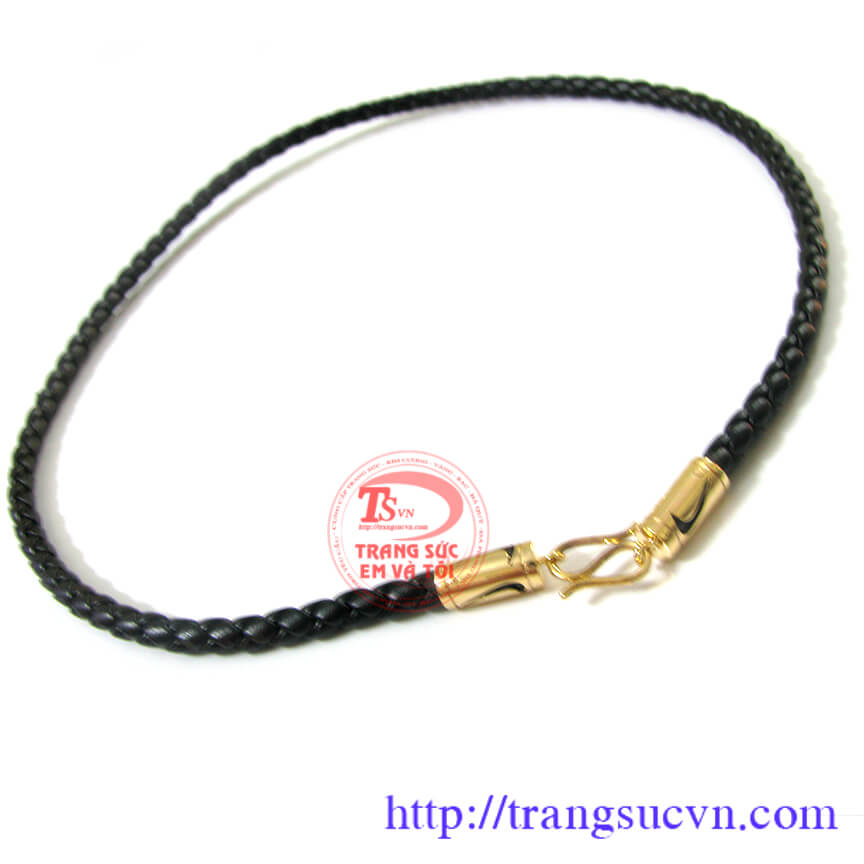 Dây da bọc 2 đốt vàng, Dây da bọc vàng, dây chuyền nam