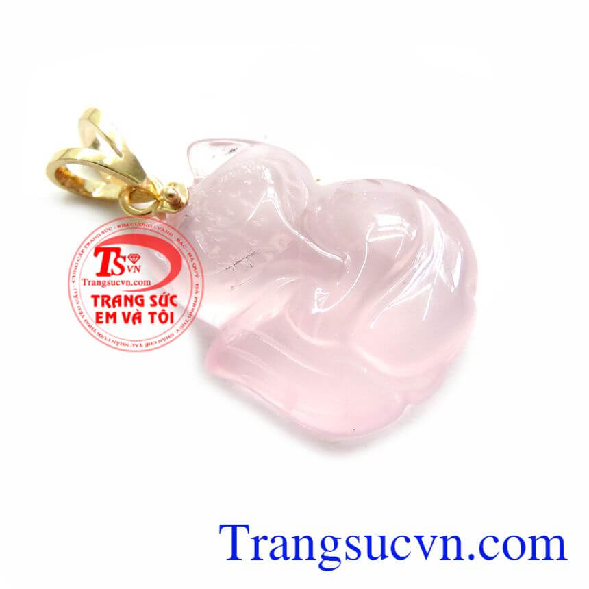 Mặt Hồ Ly Thạch Anh Hồng 14K, Mặt dây chuyền hồ ly, Mặt dây chuyền thach anh, Mặt dây chuyền đá, Mặt dây chuyền đẹp