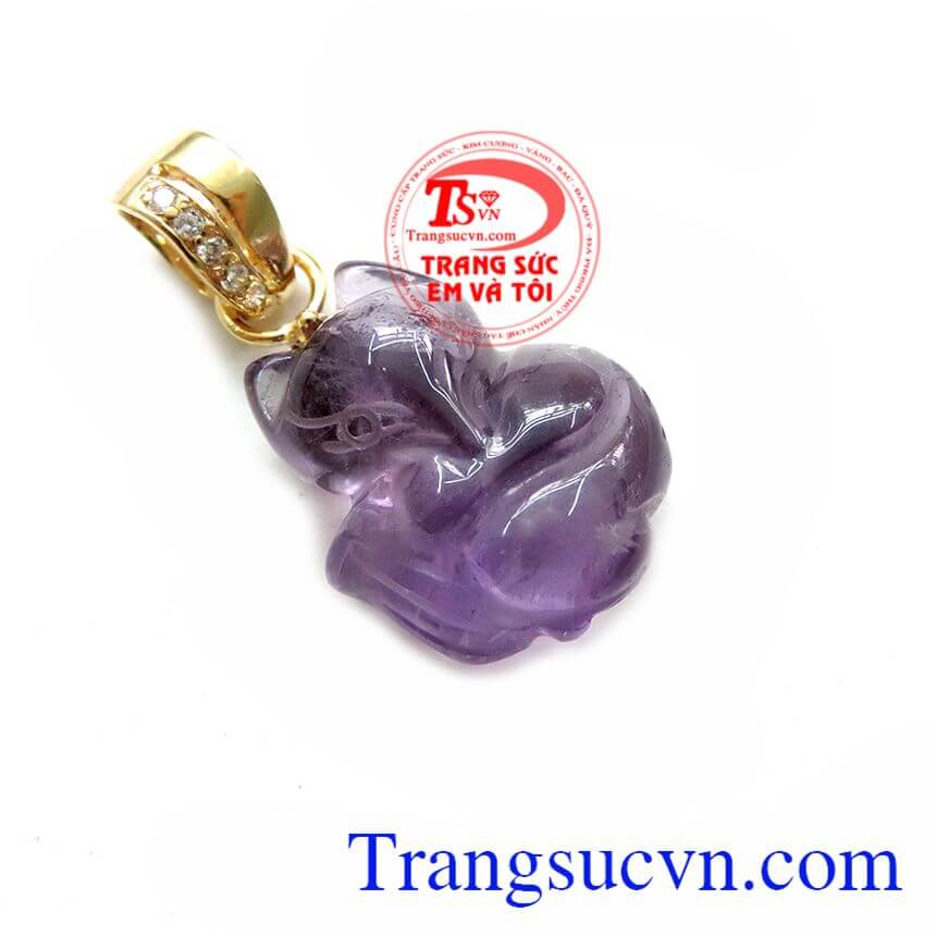 Mặt Hồ Ly Móc Vàng Thạch Anh Tím, Mặt dây chuyền hồ ly, Mặt dây chuyền thạch anh, Mặt dây chuyền đẹp