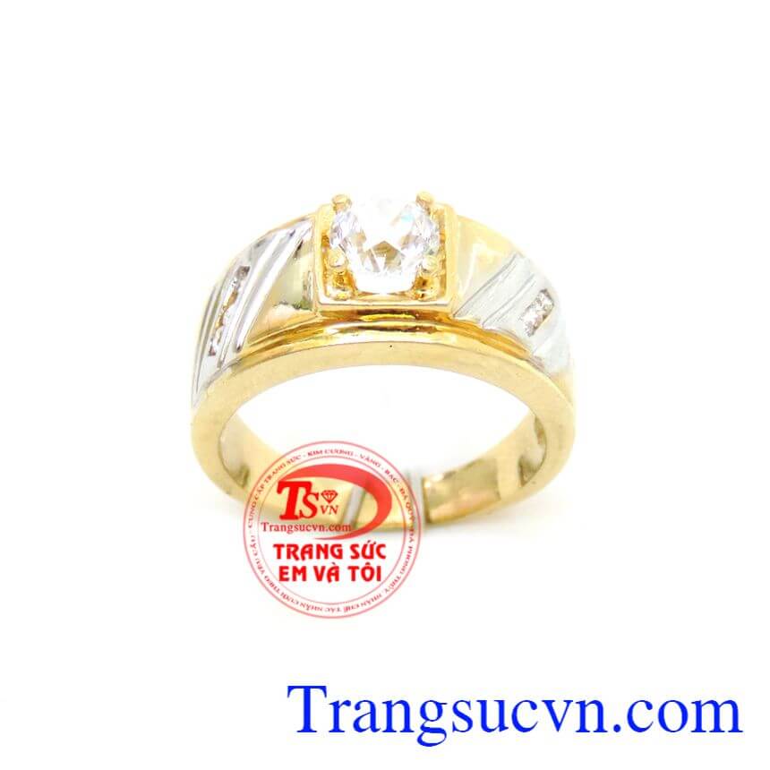 Nhẫn nam vàng 18k phay sáng, nhẫn nam vàng tây, nhẫn nam đẹp