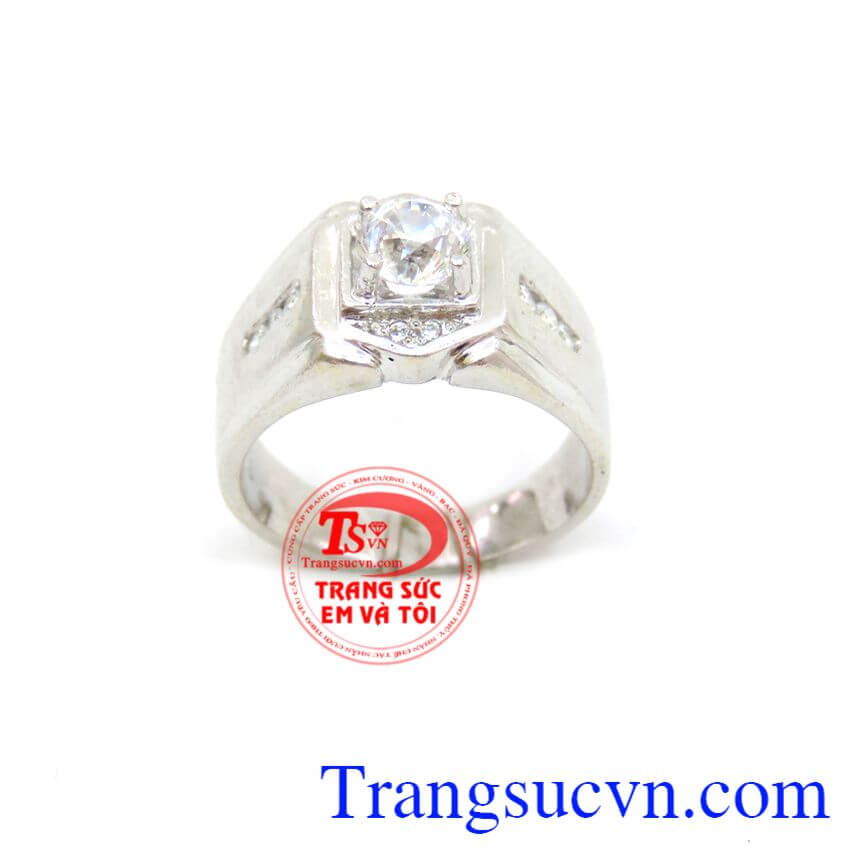 Nhẫn nam vàng trắng đính ước, nhẫn nam vàng trắng, nhẫn nam đẹp
