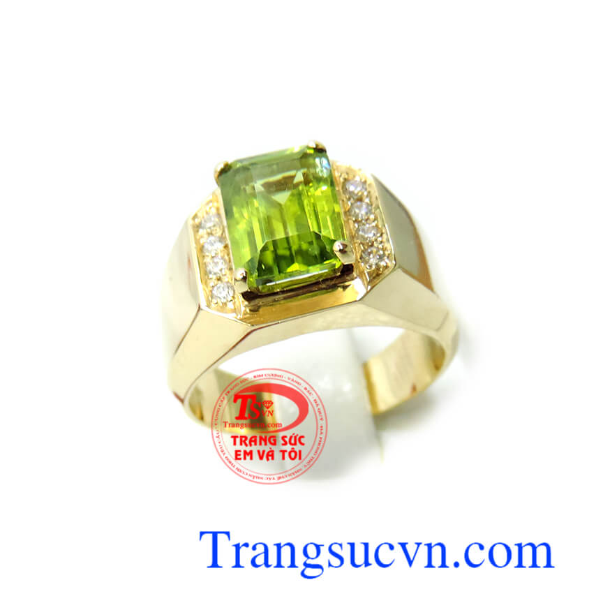 Nhẫn mệnh hỏa và mộc Peridot, Nhẫn nam peridot, nhẫn nam vàng đá quý
