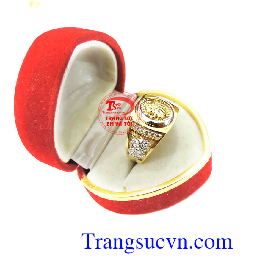 Nhẫn nam báo rồng vàng, nhẫn nam vàng tây hình báo thiết kế mạnh mẽ, nhẫn nam đeo phong cách, nhận đặt thiết kế nhẫn theo yêu cầu, nhẫn nam 10k sáng