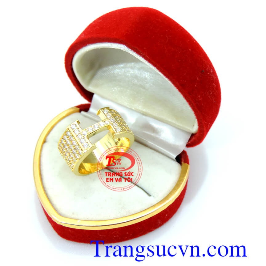 Nhẫn nam chữ H, nhẫn nam giá rẻ, nhẫn nam vàng tây