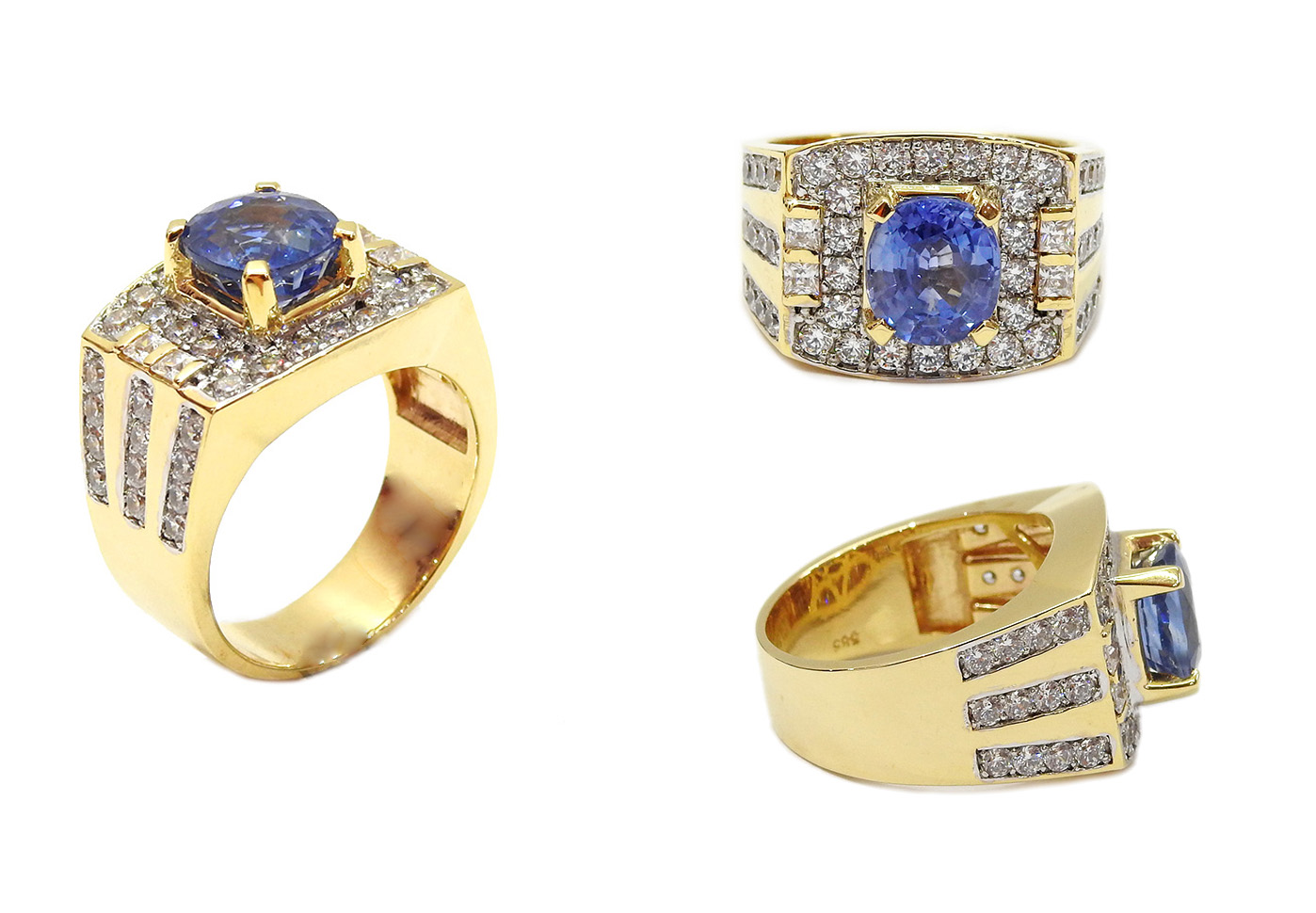 Quà tặng Bố: Nhẫn nam sapphire thái sơn phụ tử