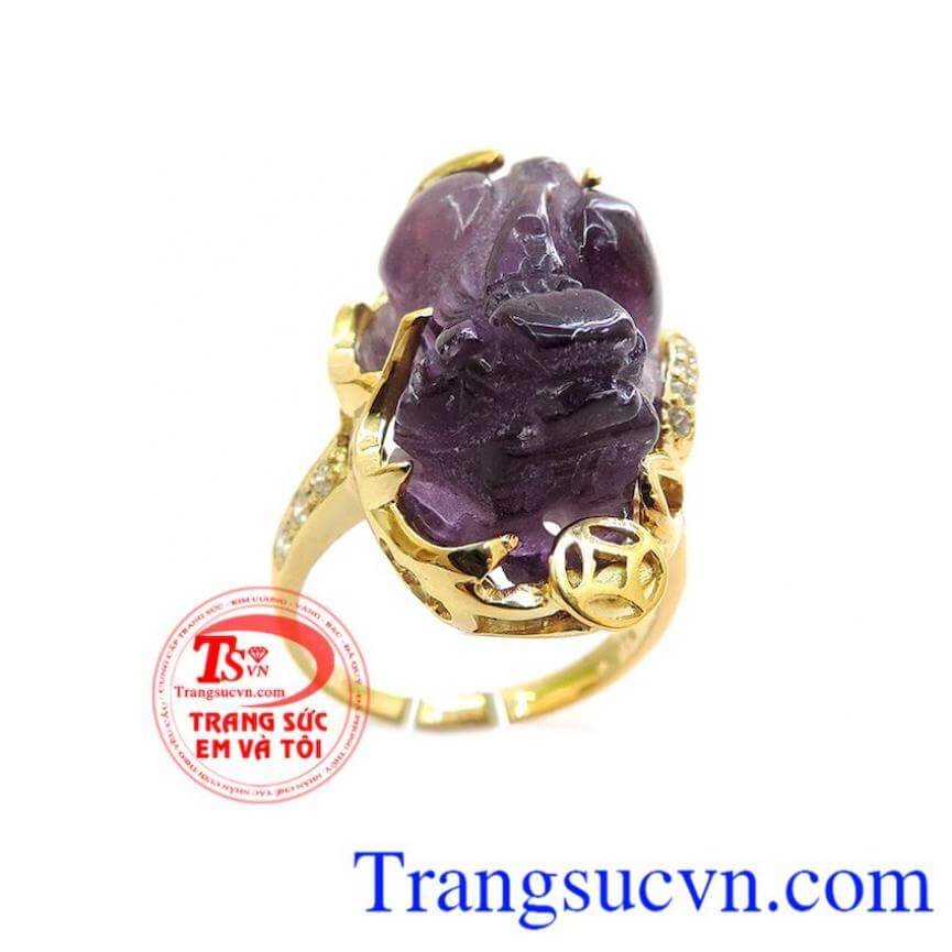 Nhẫn thạch anh tím nữ tỳ hưu, Nhẫn Nữ Tỳ Hưu, nhẫn nữ đính đá thời trang Nhẫn thạch anh tím nữ tỳ hưu, Nhẫn Nữ Tỳ Hưu, nhẫn nữ đính đá thời trang