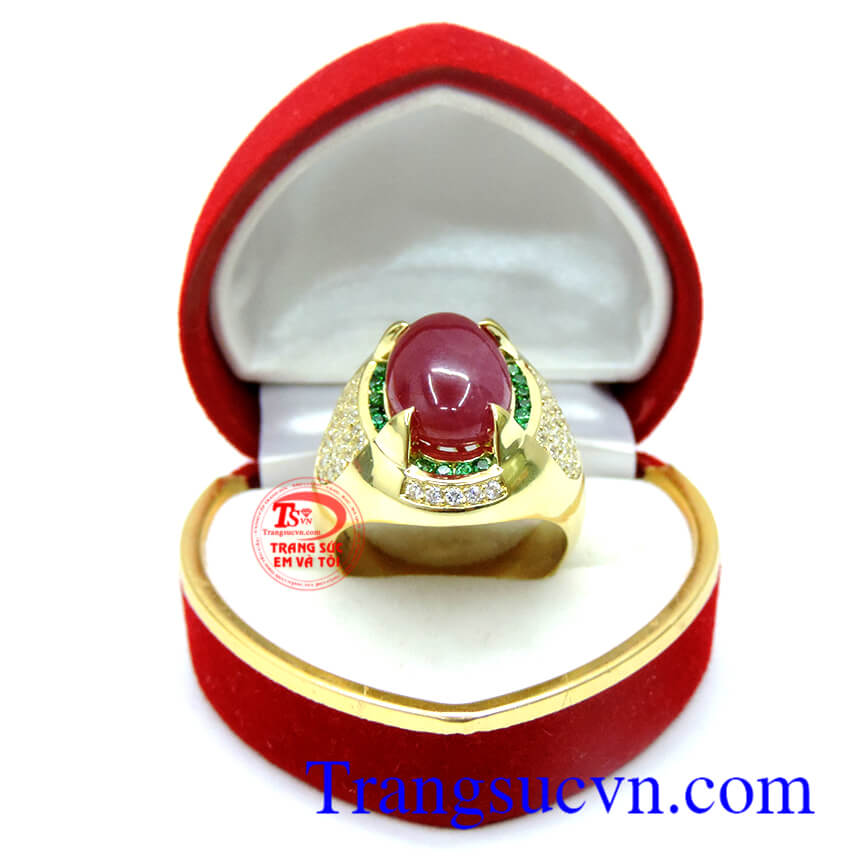 Nhẫn Ruby tự nhiên 100% vàng 18k, nhan nam ruby, nhan nam dep