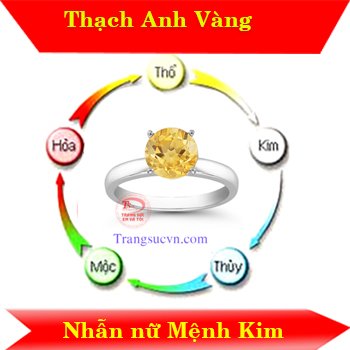 Nhẫn nữ Thạch Anh Vàng Mệnh Kim Nhẫn nữ thạch anh vàng, mệnh kim, nhẫn thạch