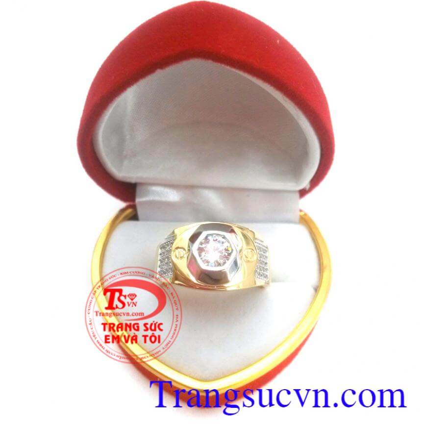 Nhẫn vàng tây kim cương, Nhẫn nam đẹp, nhẫn nam vàng 18k thời trang
